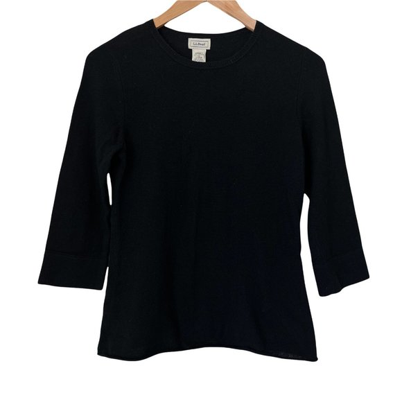 L.L. Bean Sweaters - L.L. Bean Women"s Cashmere Black 3/4 Sleeve Crew Neck Pullover Sweater Size XS